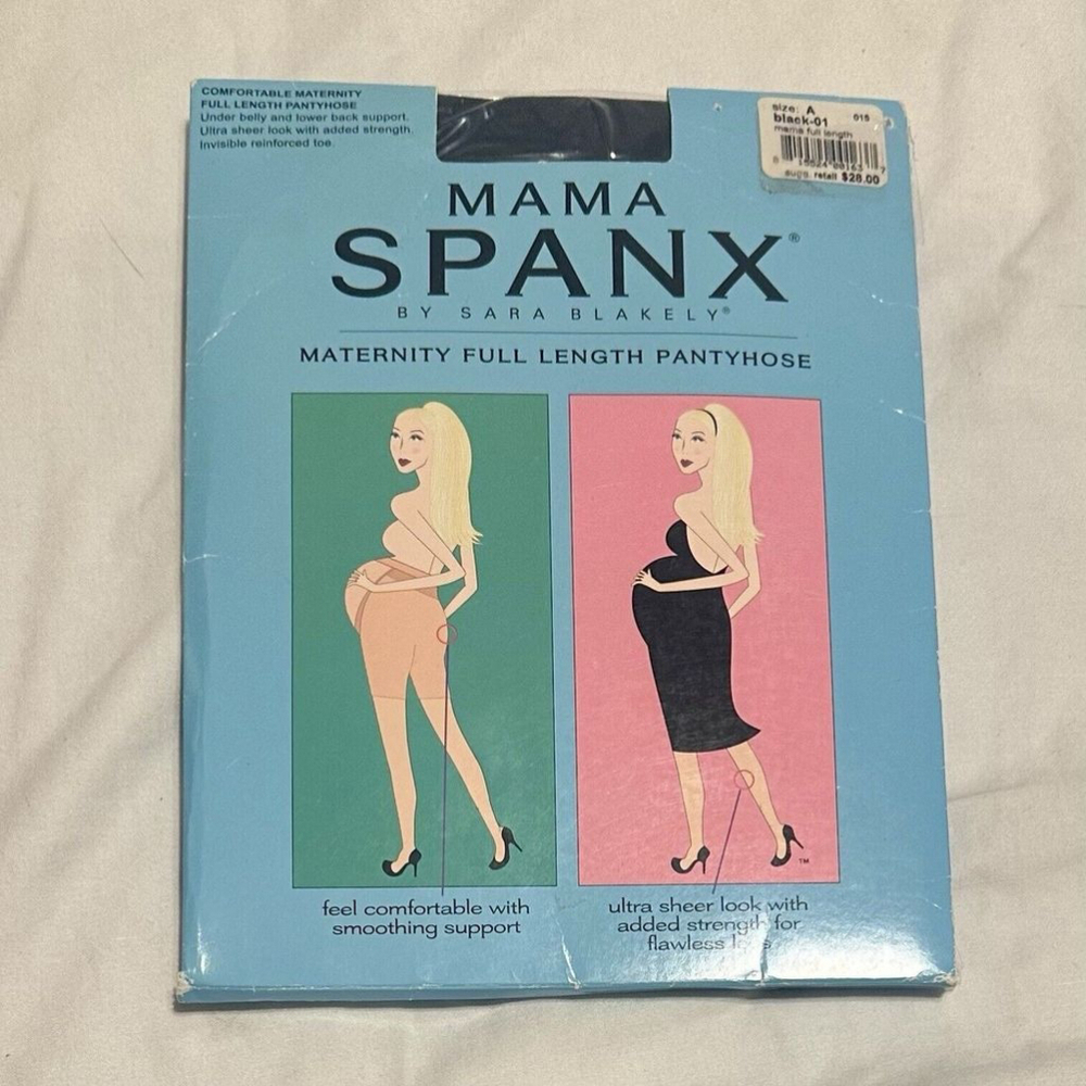 NEW Spanx Mama‎ Full Length Black Maternity Pantyhose Size A Sheer Support Lycra